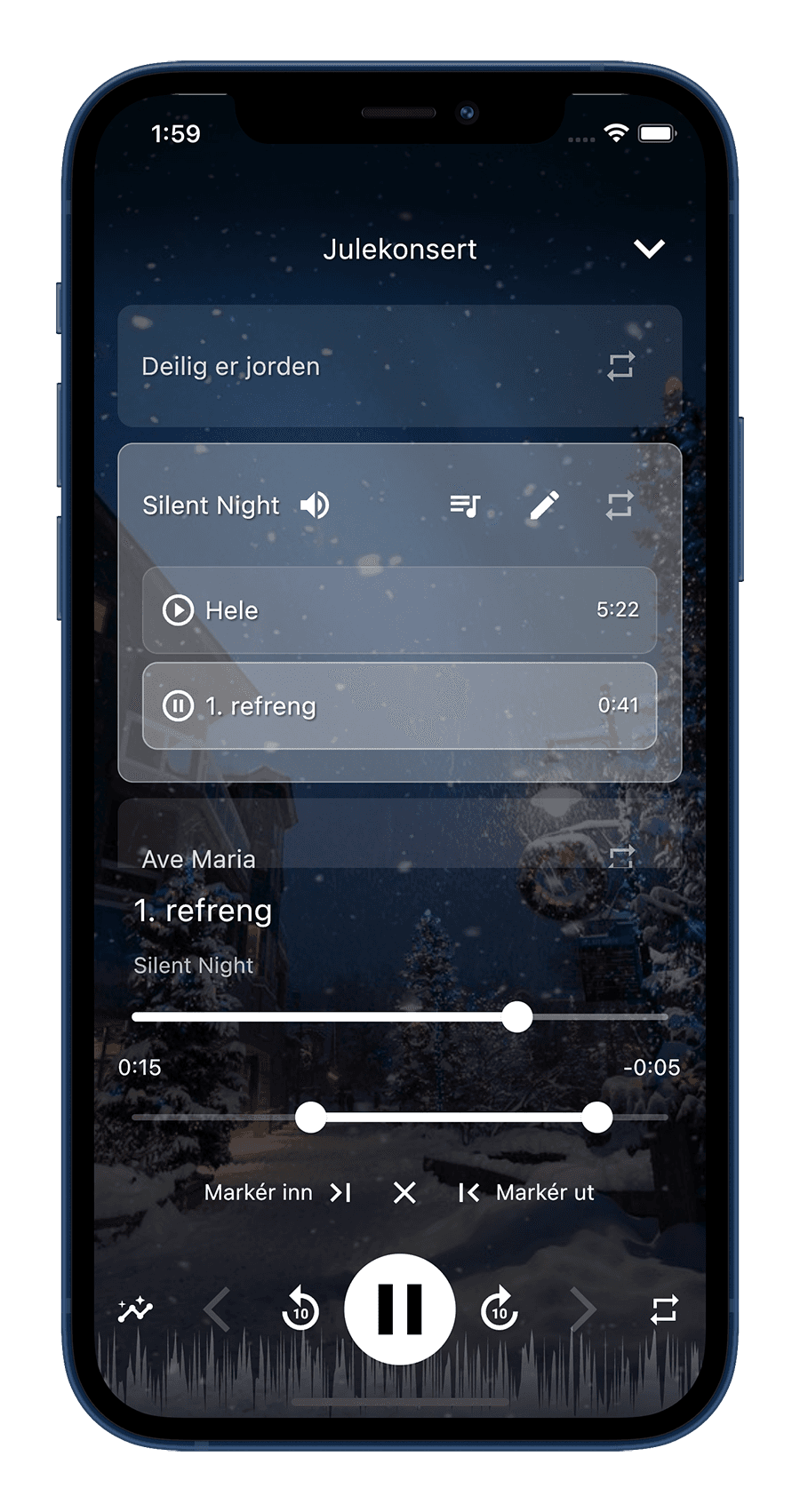 Spela upp ljud i ChoirMate